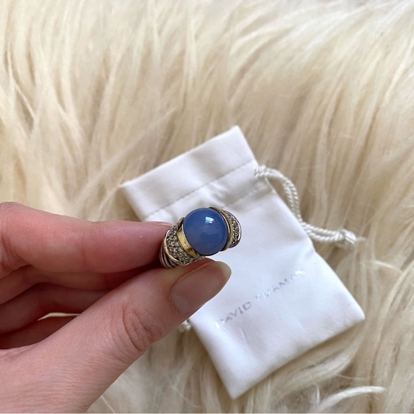 David Yurman Large Chalcedony Diamond Ring - Picture 10 of 12